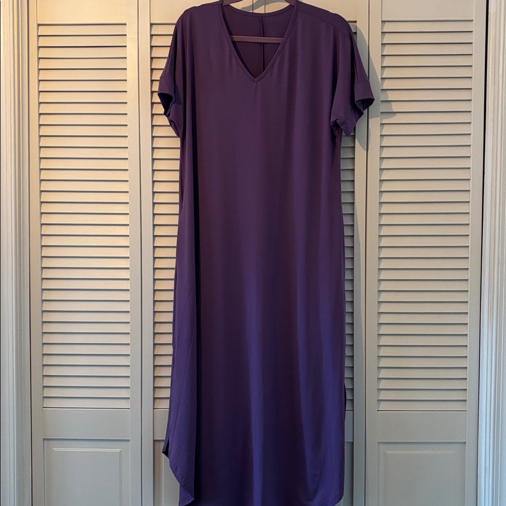 Purple V-Neck Maxi Dress